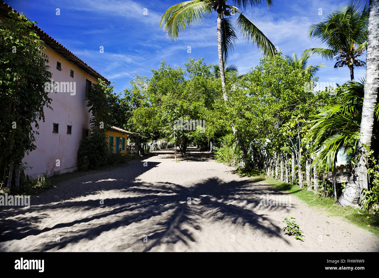 Sandy lane to Caraíva - District of Porto Seguro Stock Photo