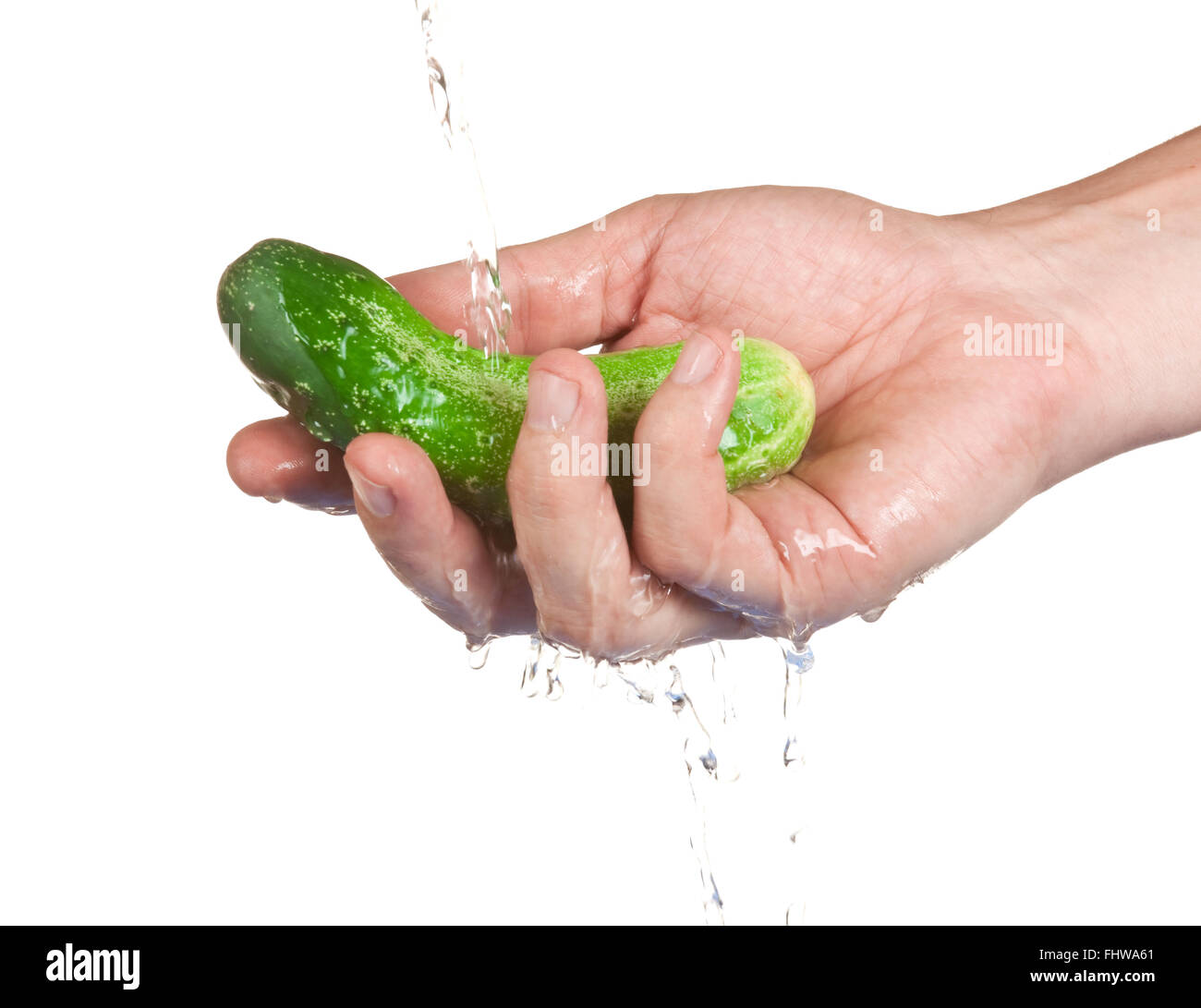 wash cucumbe Stock Photo