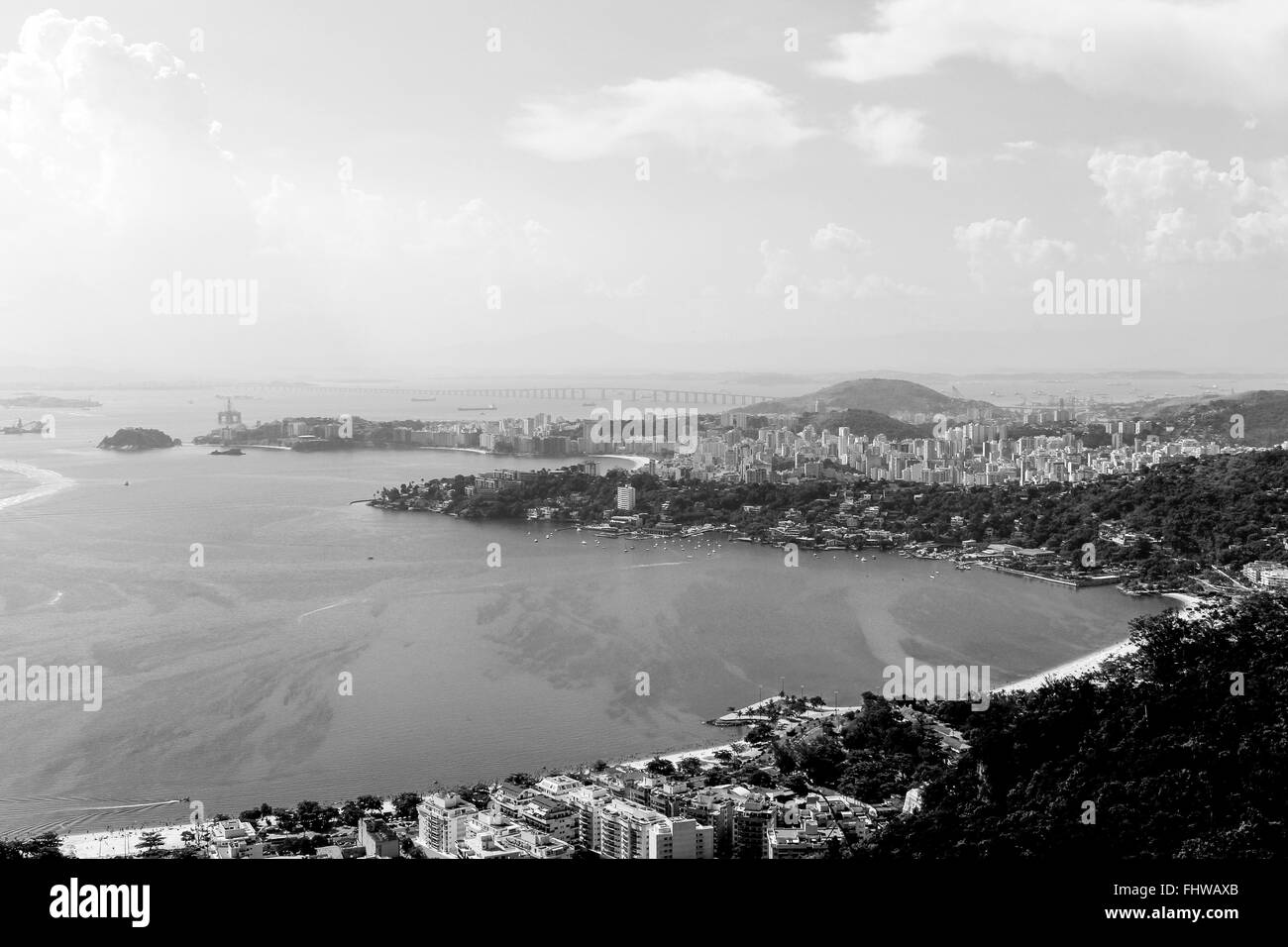 Top view of the Bay - San Francisco Bag - Incidental Icarai Beach - Beach of Arrows Stock Photo