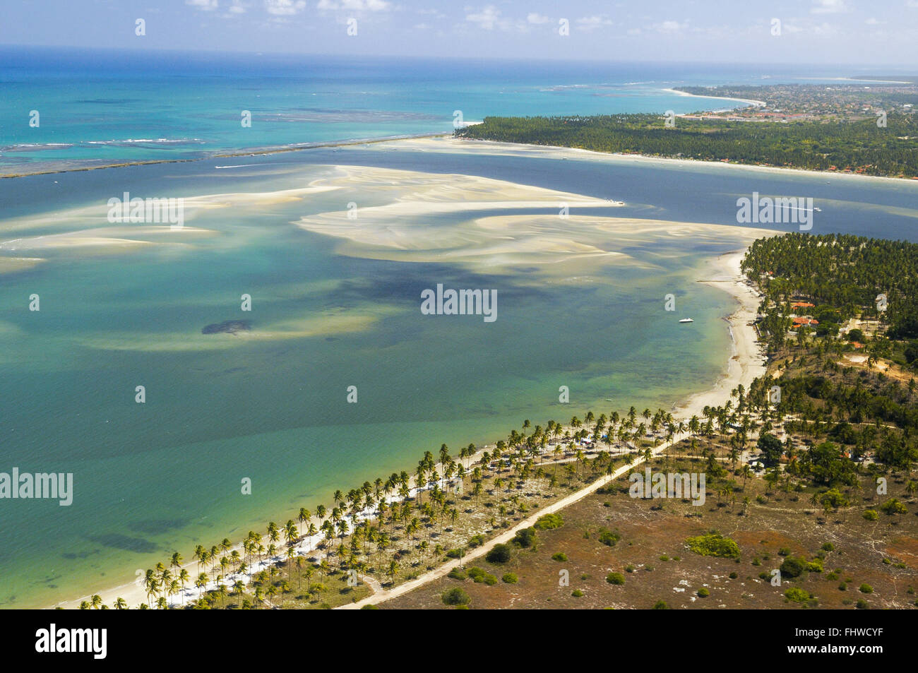 Guadalupe Beach Beach in the foreground with the background of the Sheep - aerial view Stock Photo