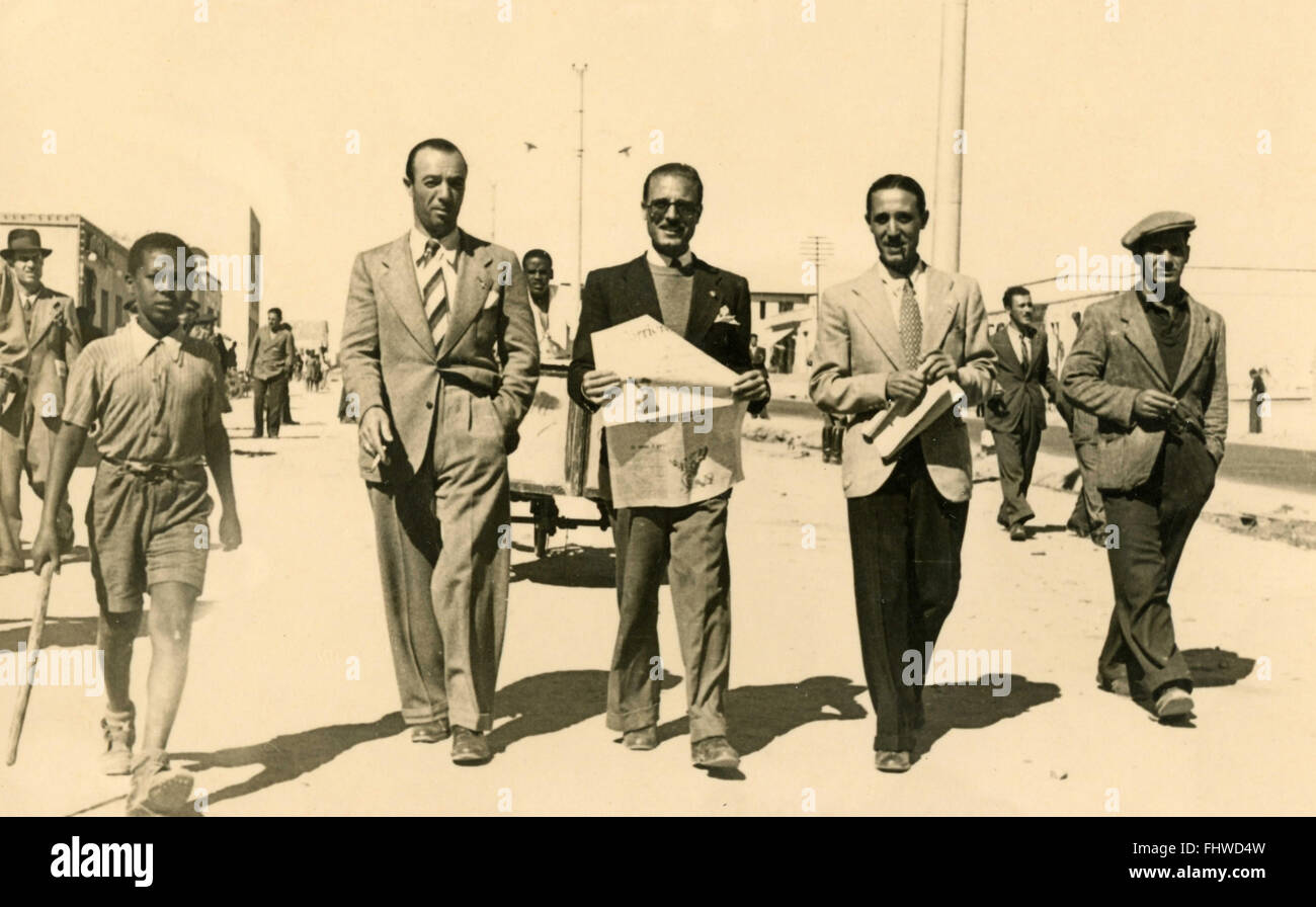 Four Italians strolling in the colonies, East Africa Stock Photo
