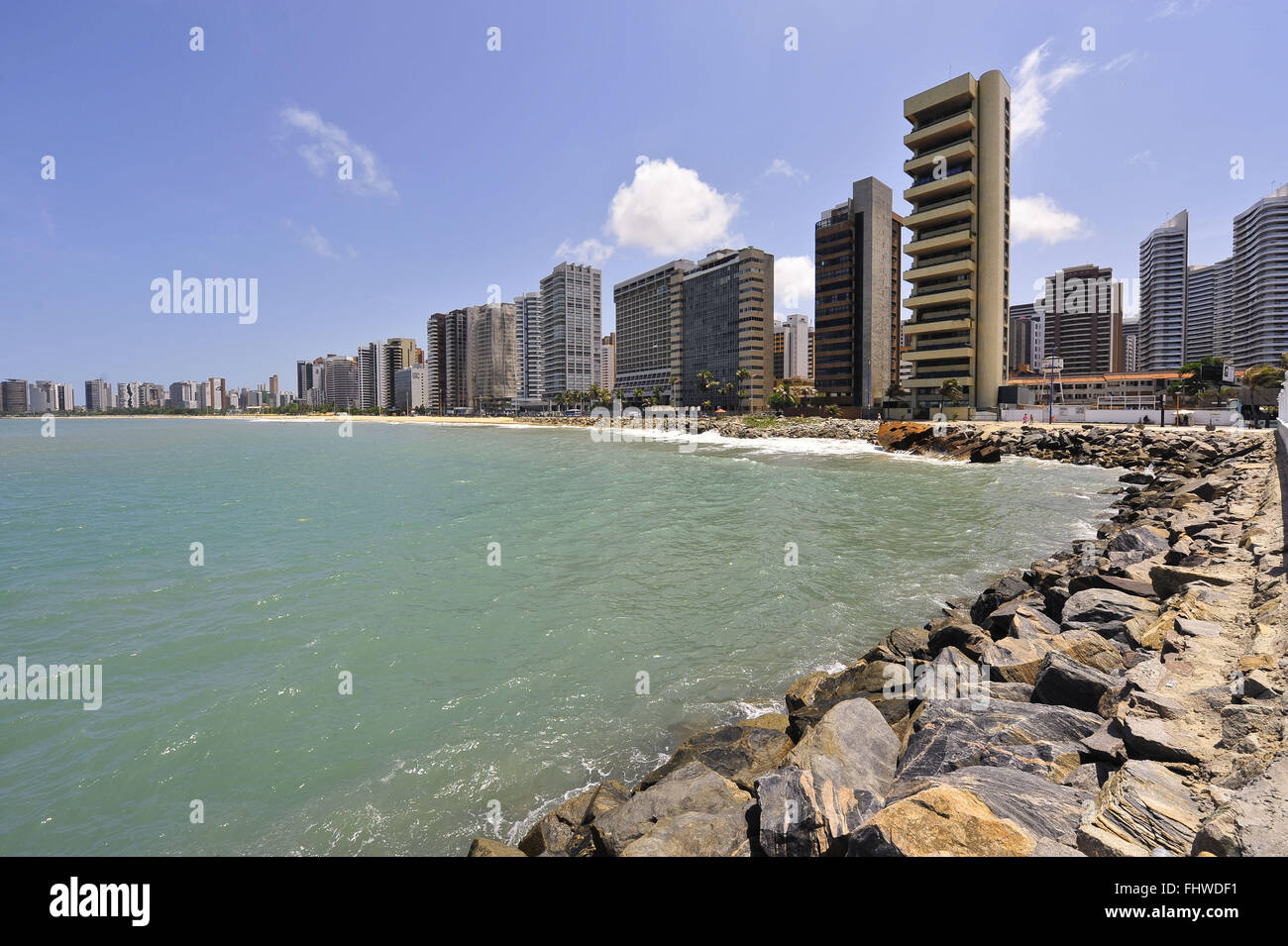 Buildings on the edge of Iracema Beach - view from the pier Stock Photo