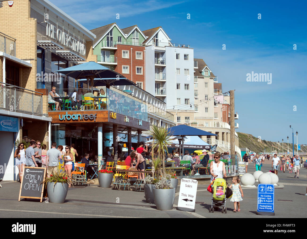 General views of Bournemouth and the Urban Reef cafe on