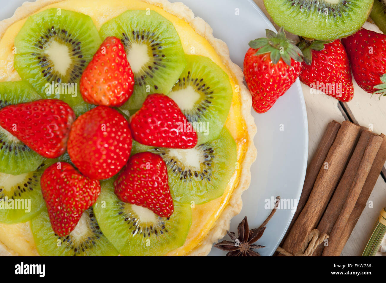 kiwi and strawberry pie tart Stock Photo Alamy