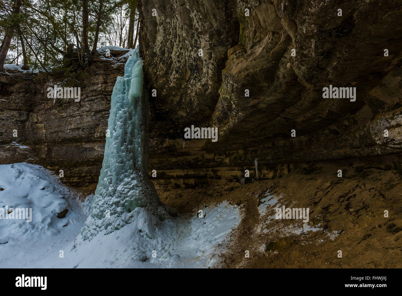 The Dryer Hose formation used by ice climbers in Pictured Rocks