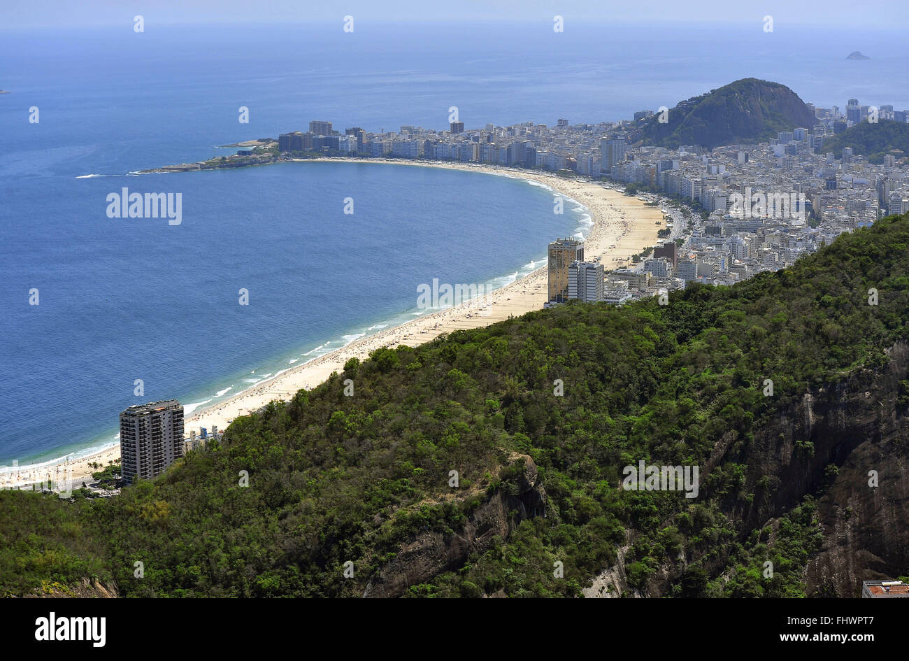 View from Copacabana Beach from Sugar Loaf Mountain - south side Stock Photo