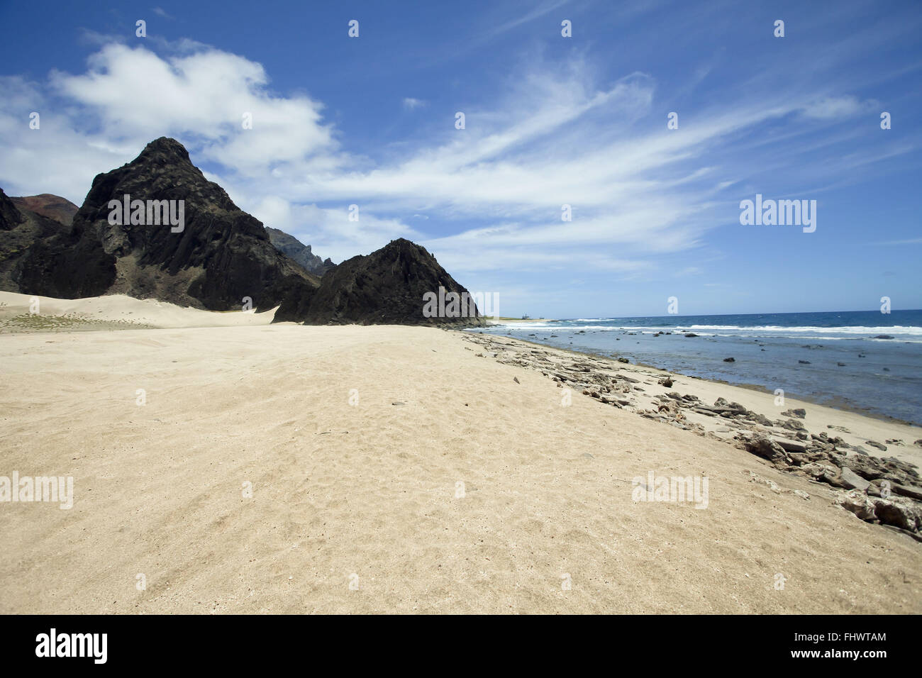 View of the beach at Trindade Island in the Atlantic Ocean Stock Photo