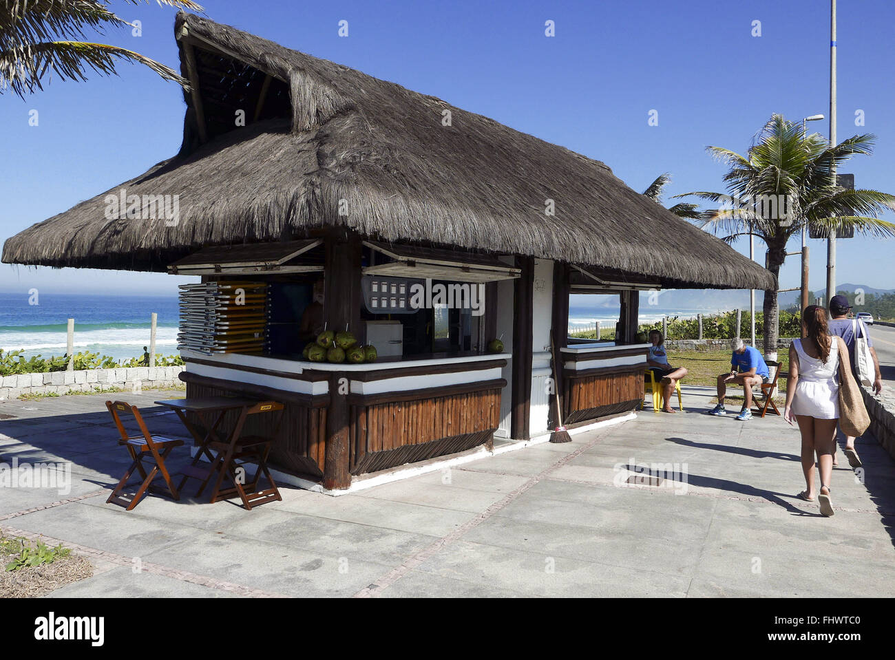 Quiosque na praia da Barra da Tijuca - zona oeste Stock Photo