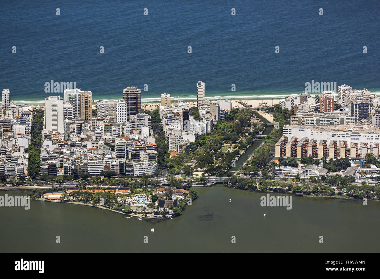 View of the canal that divides the beach of Ipanema and Leblon - southern city Stock Photo
