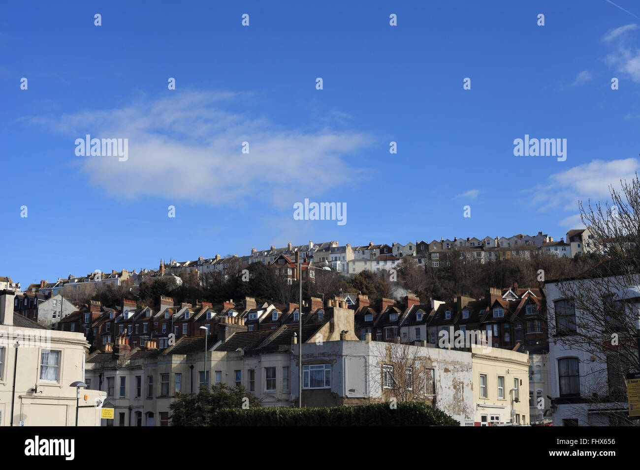 St Mary's Terrace on top of West Hill, Hastings, East Sussex, UK Stock Photo
