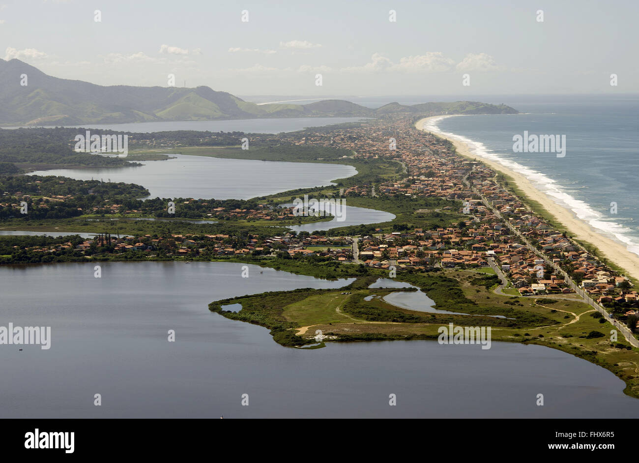 Vista aérea da lagoa e praia de Maricá Stock Photo - Alamy