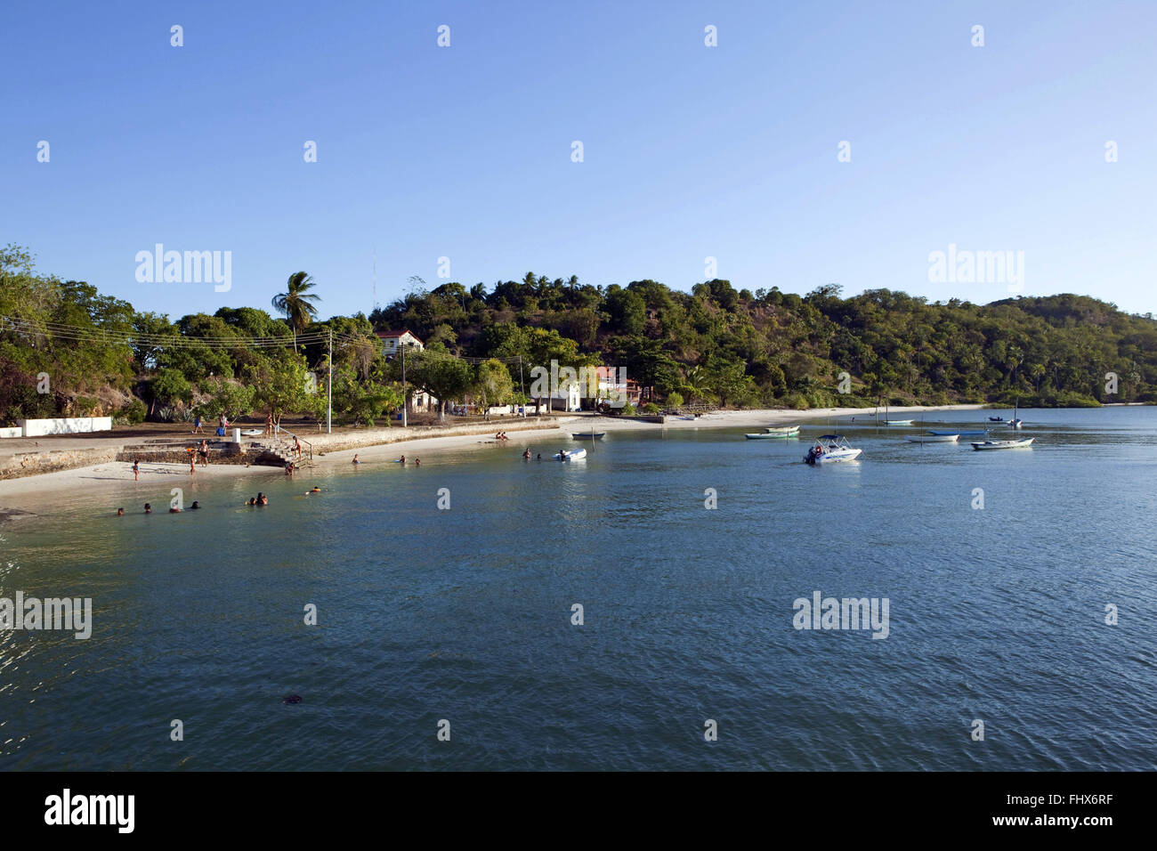 River beach at the mouth of the Rio Paraguacu in the city of Salinas da Margarida - Reconcavo Baiano Stock Photo