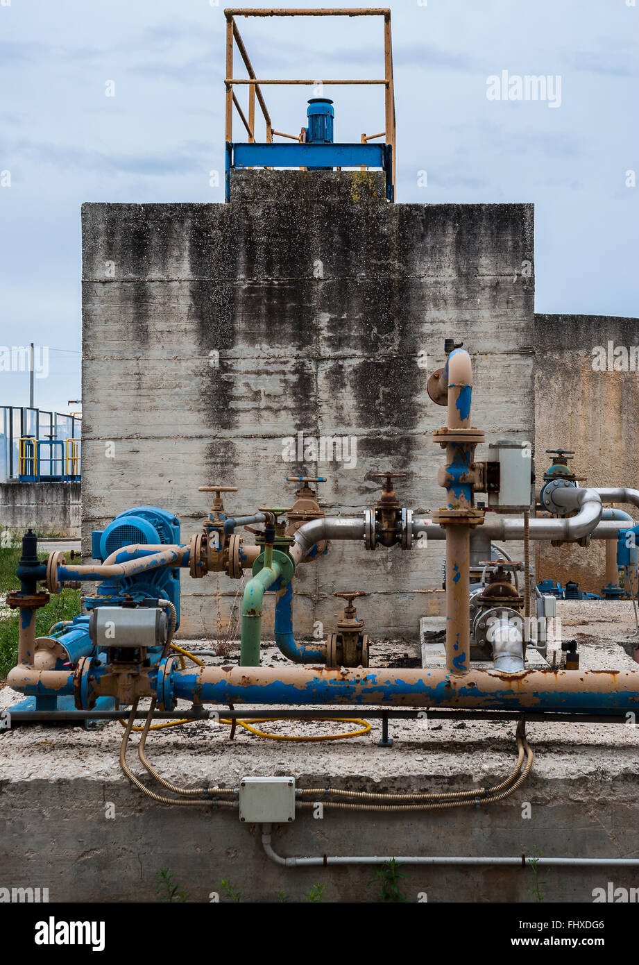 Stations and activated sludges tank of an obsolete wastewater treatment ...