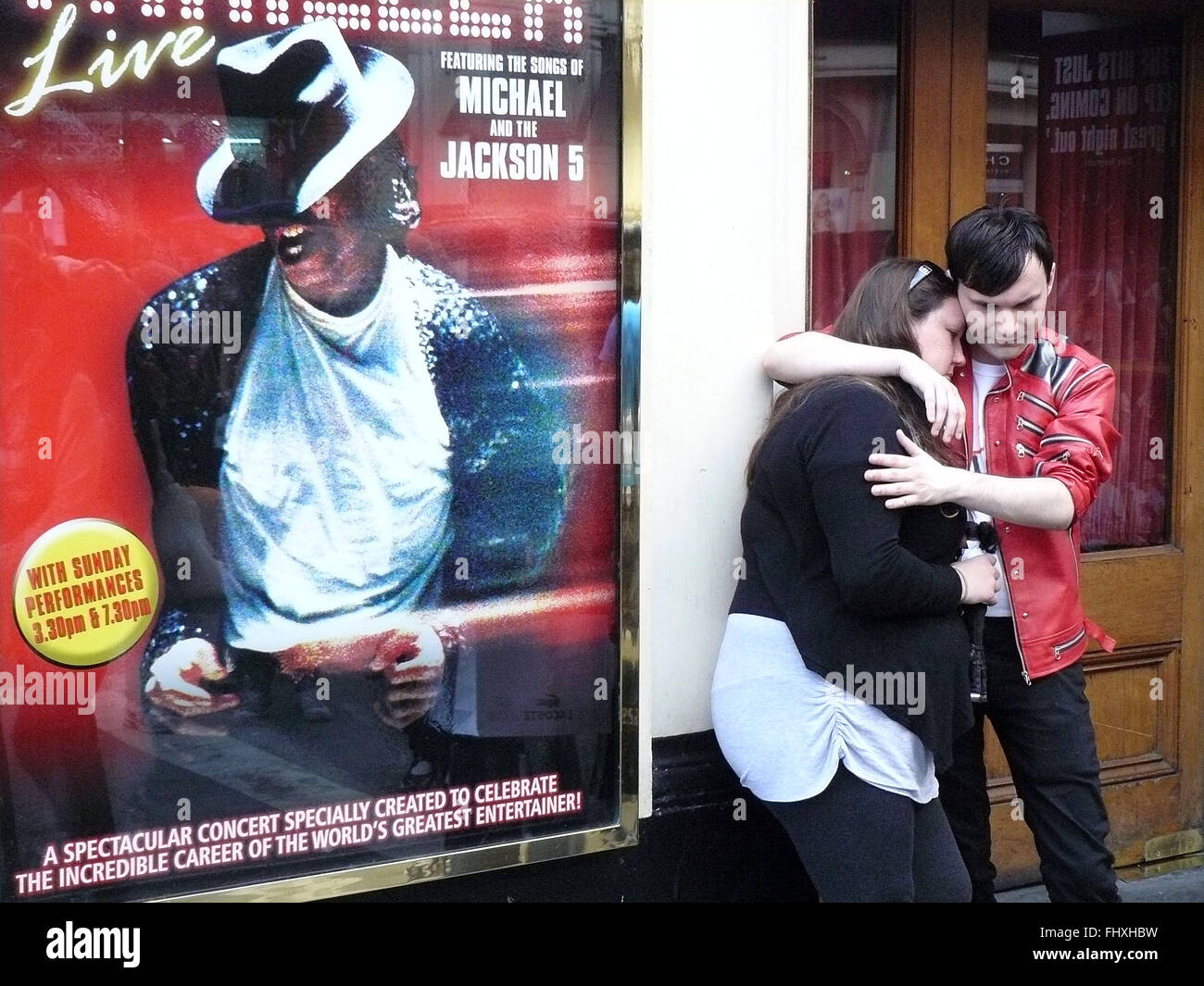 Michael Jackson Fans Sad outside London Venueu of Thriller Musical (credit image © Jack Ludlam) Stock Photo