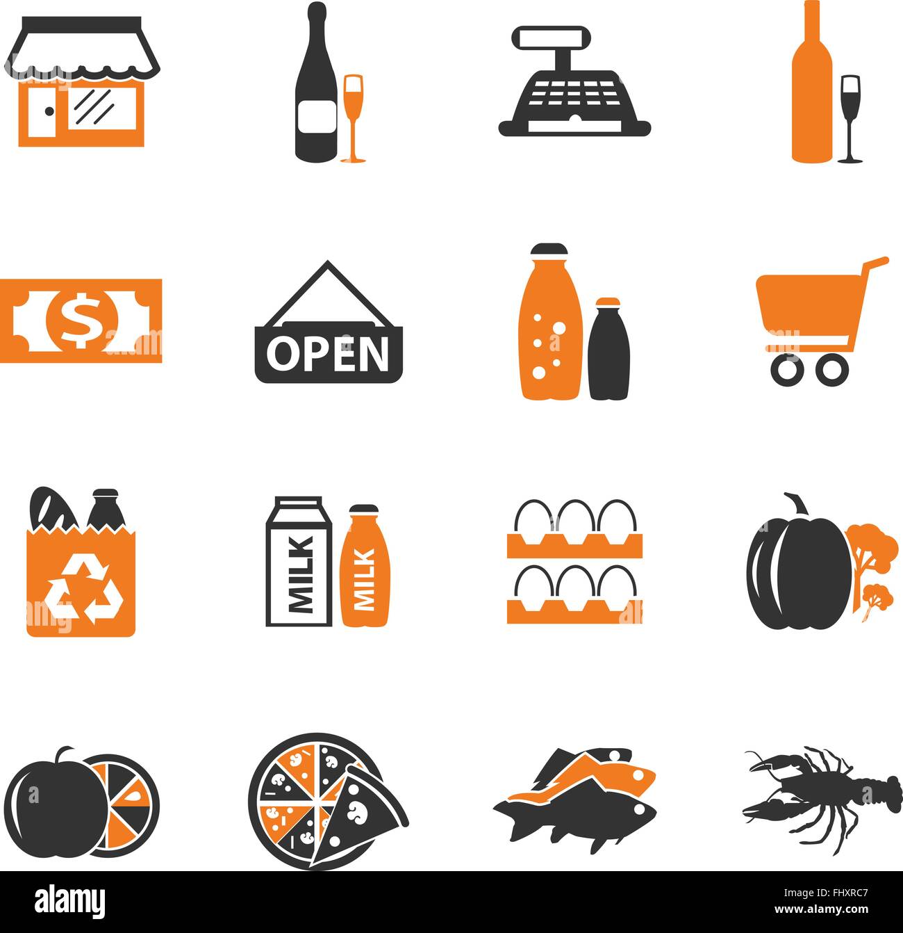 grocery store web icons for user interface design Stock Vector