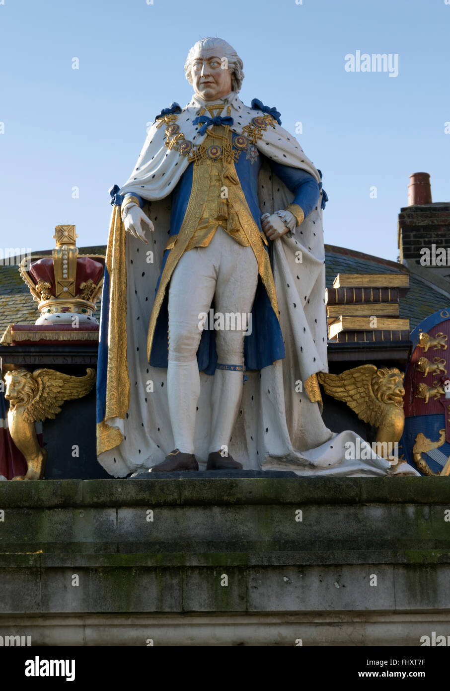 Statue of King George III at the southern end of Weymouth Esplanade. Stock Photo