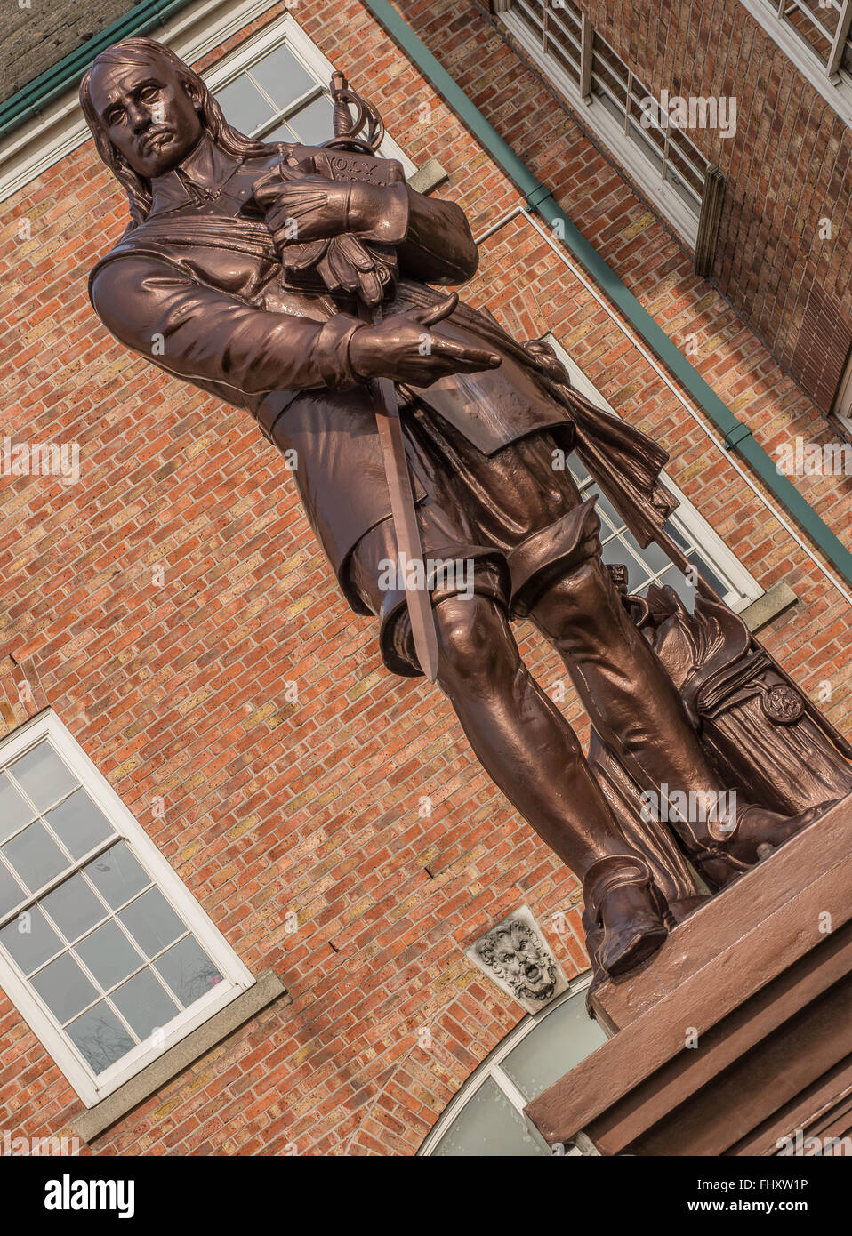 Oliver Cromwell memorial statue warrington cheshire Stock Photo