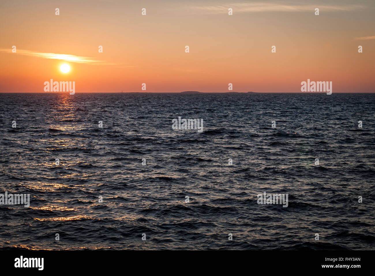 Sun Is Getting Down on Baltic Sea Stock Photo