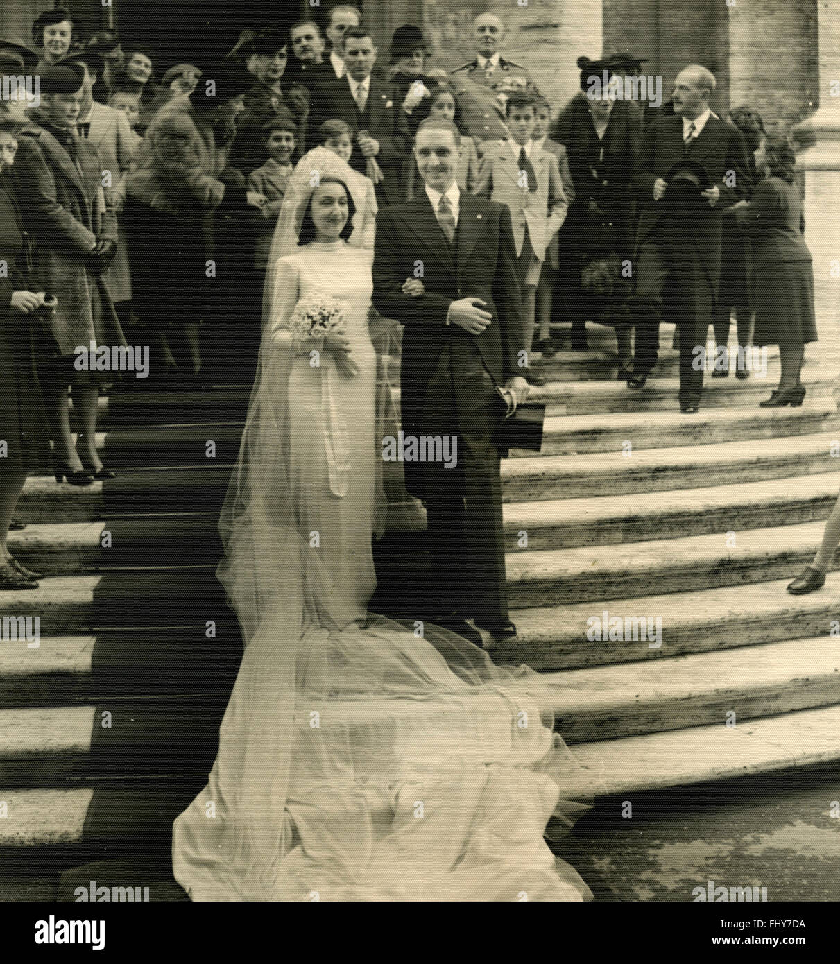 Wedding dress with a train, Rome, Italy Stock Photo - Alamy
