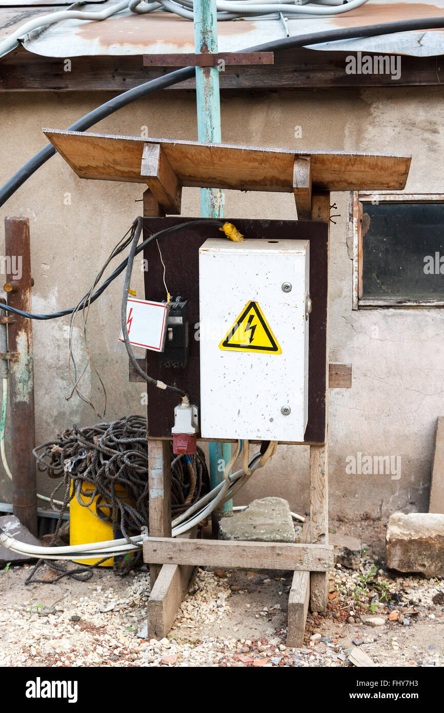 temporary electrical panel on a building site Stock Photo Alamy