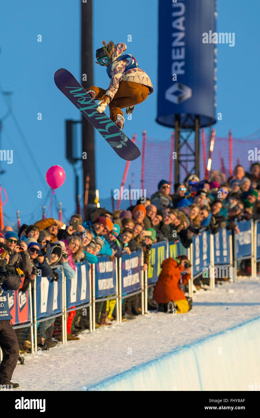 Wyller Oslo Winter Park, Oslo, Norway. 26th Feb, 2016. Red Bull X Games. Ladies Snowboard