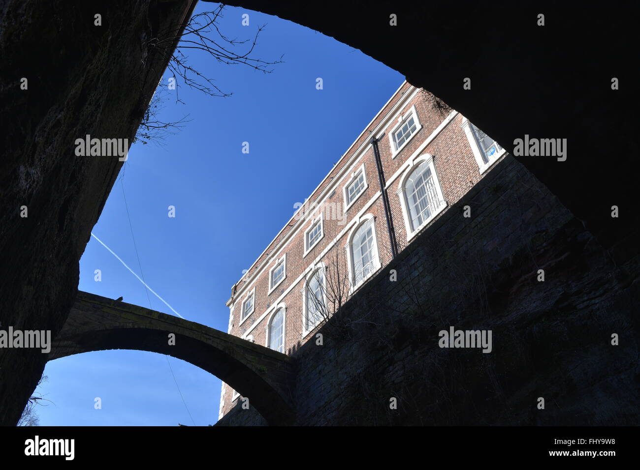 Canal-side buildings by the Chester Canal, Chester. Stock Photo