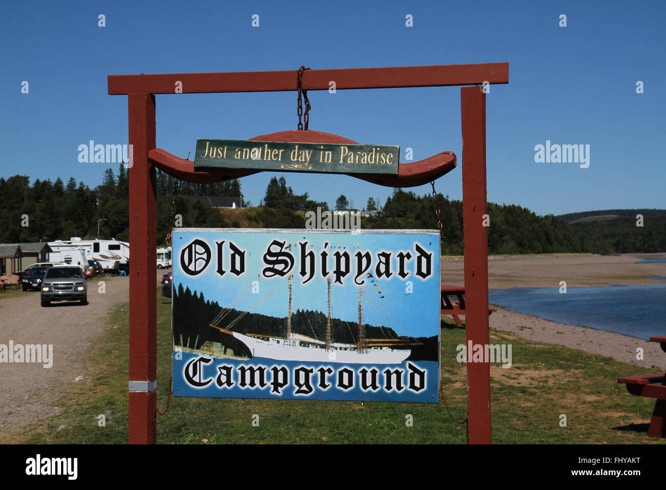 Old Shipyard Campground on Bay of Fundy shore, Spencer's Island, Nova