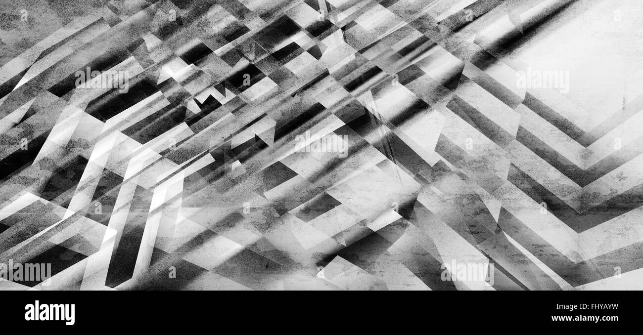 Abstract monochrome background, chaotic intersected stripes pattern Stock Photo