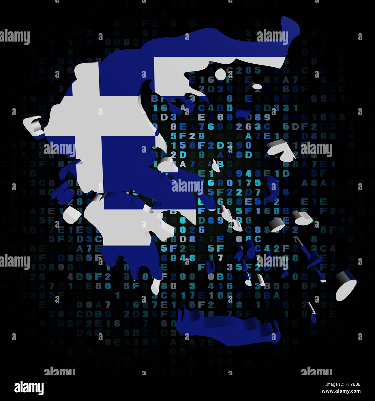 Greece map flag on hex code illustration Stock Photo Alamy