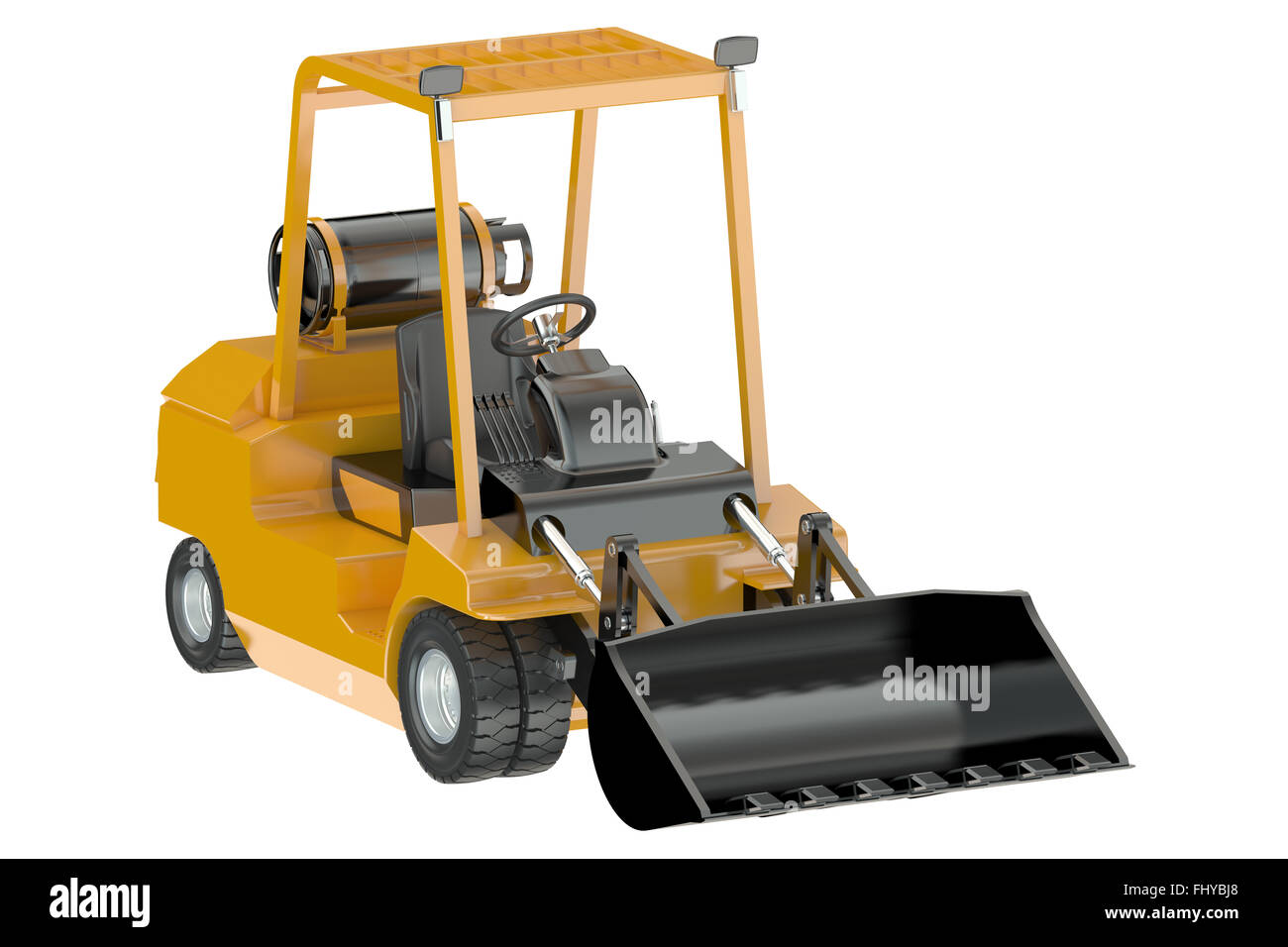 Skid-steer loader isolated on white background Stock Photo