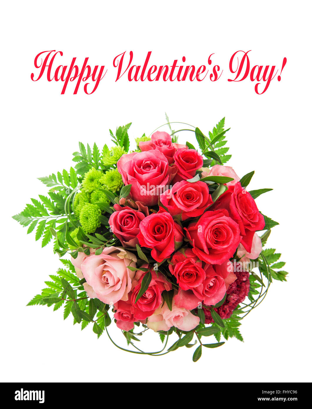 Red rose flowers isolated on white background. Valentines Day card ...