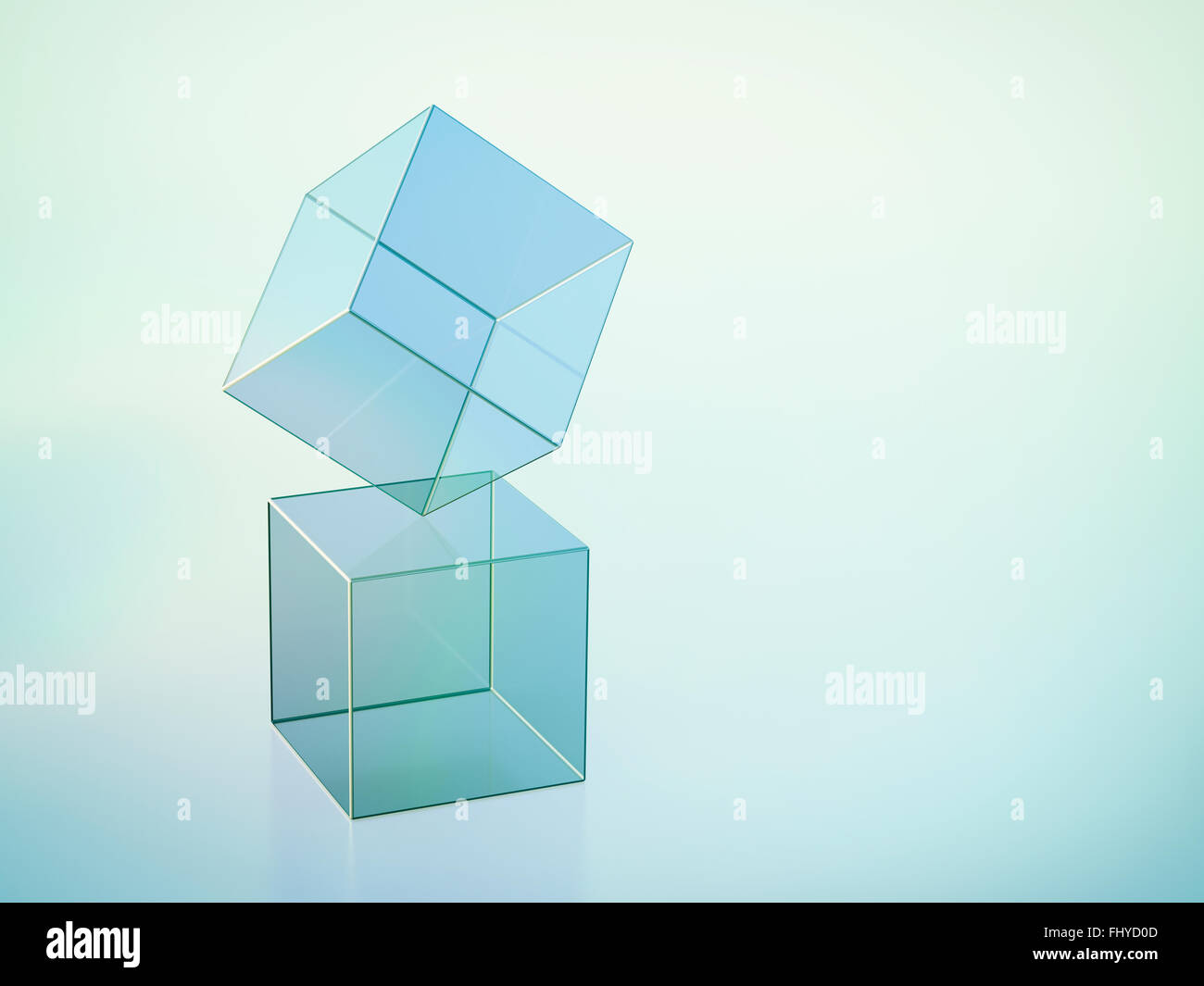 3D-Rendering, Cuboid balancing on cuboid Stock Photo