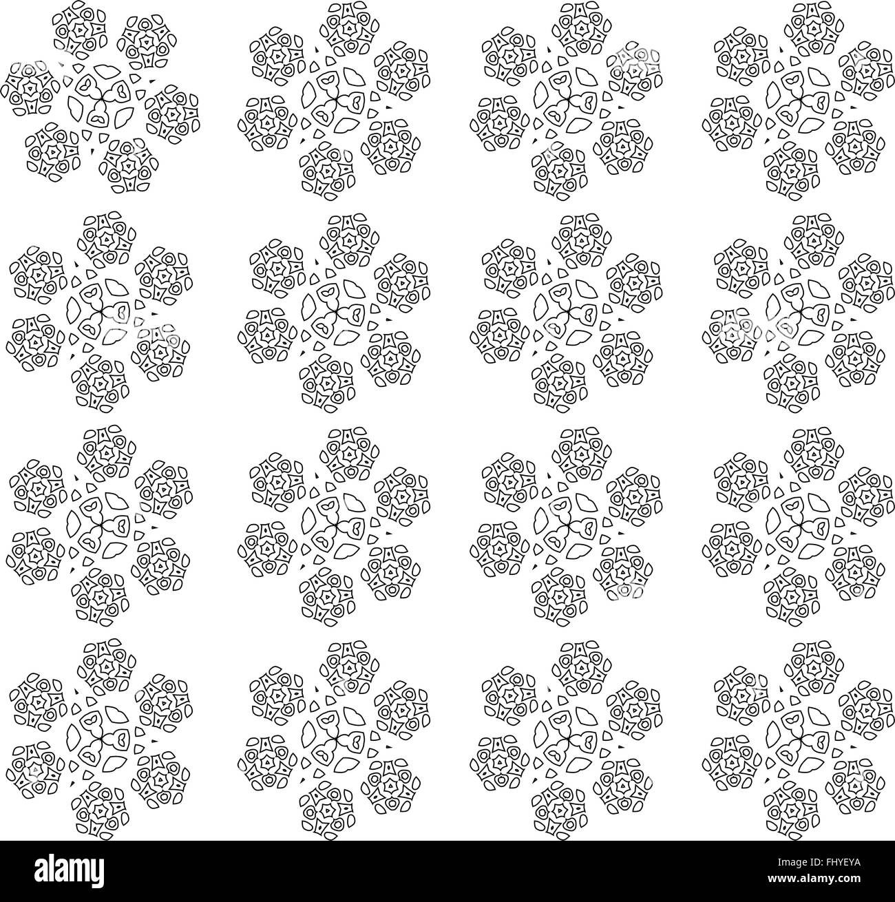 Black and white abstract flowers print. Digital background vector ...
