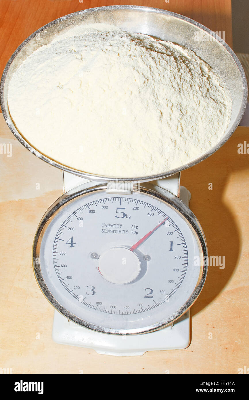 https://c8.alamy.com/comp/FHYF1A/weighing-flour-in-the-kitchen-FHYF1A.jpg