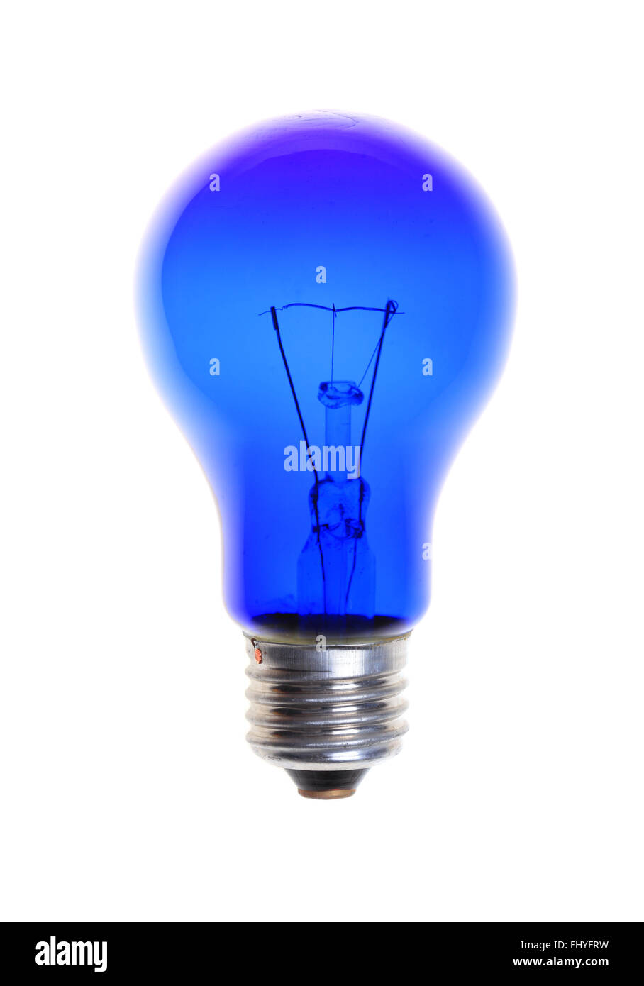 blue light bulb isolated on white background Stock Photo