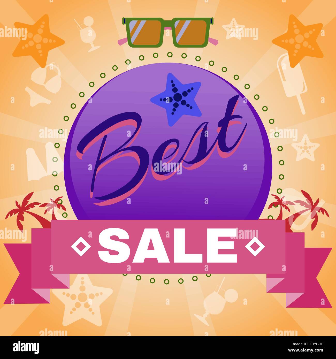 Best Sale Flyer Vector Illustration. Holiday Hot Vacation Card. Market