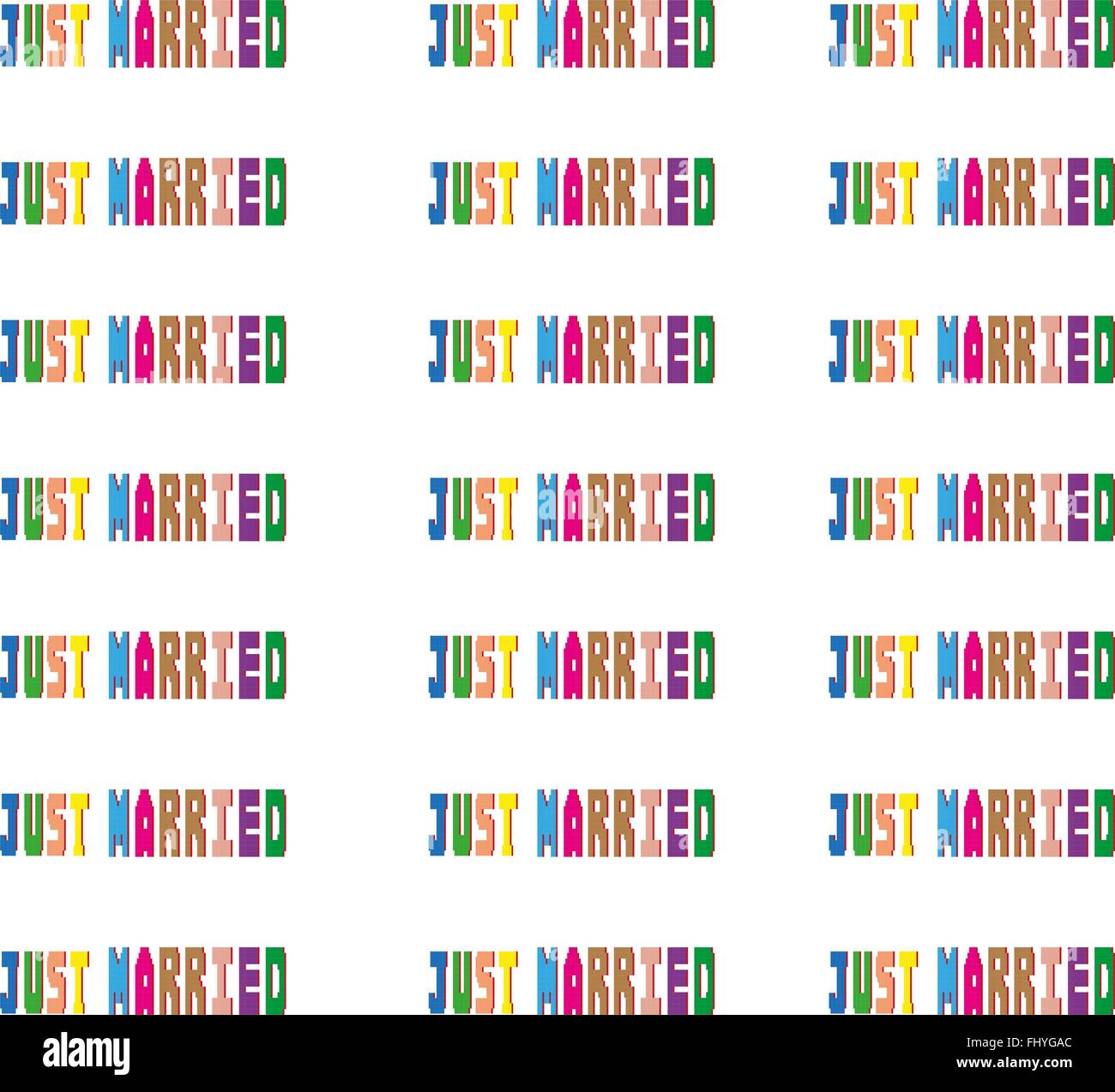 Just Married. Pixelated phrase. Greeting card envelope. Digital ...