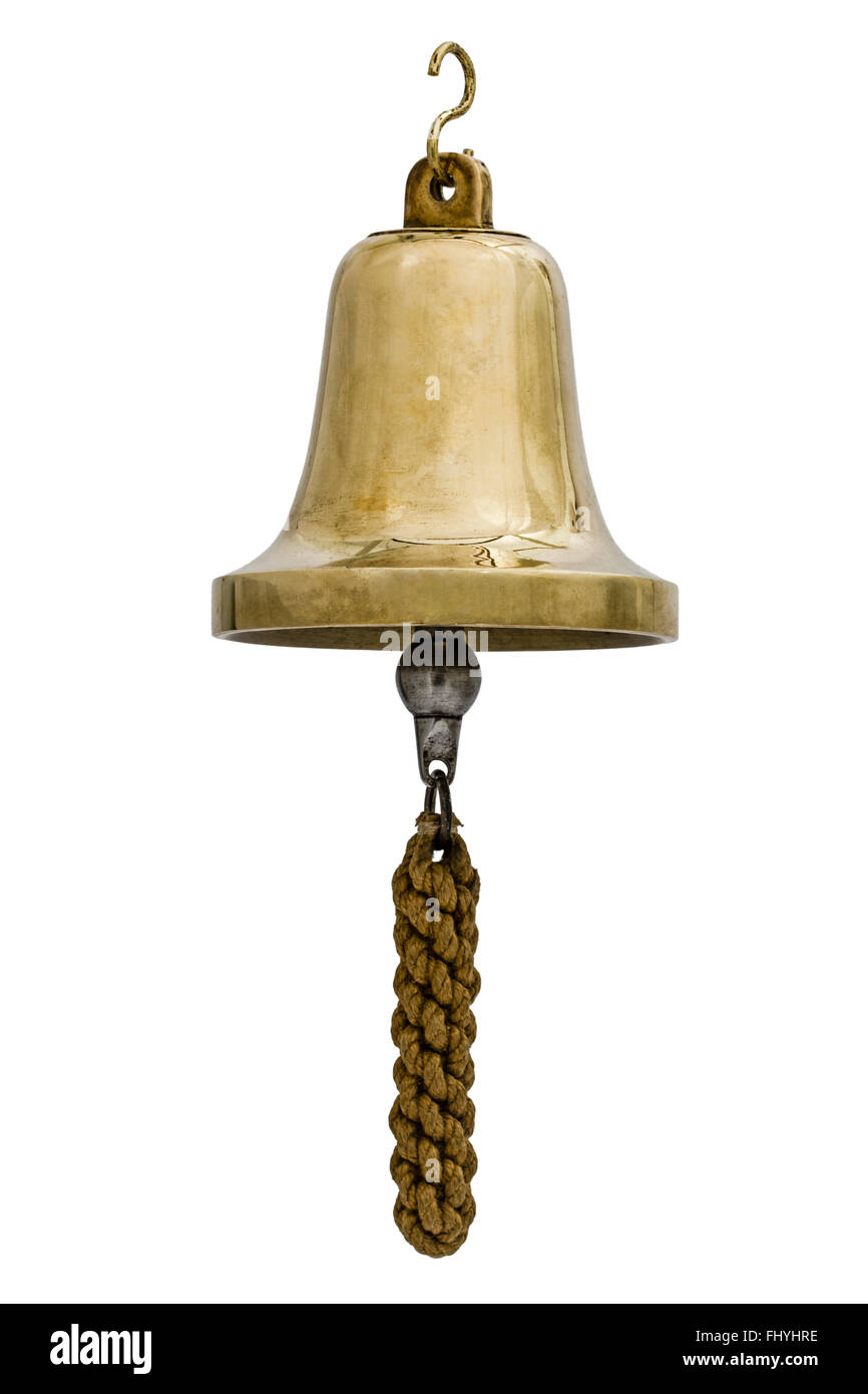 Brass bell, isolated on white background Stock Photo - Alamy
