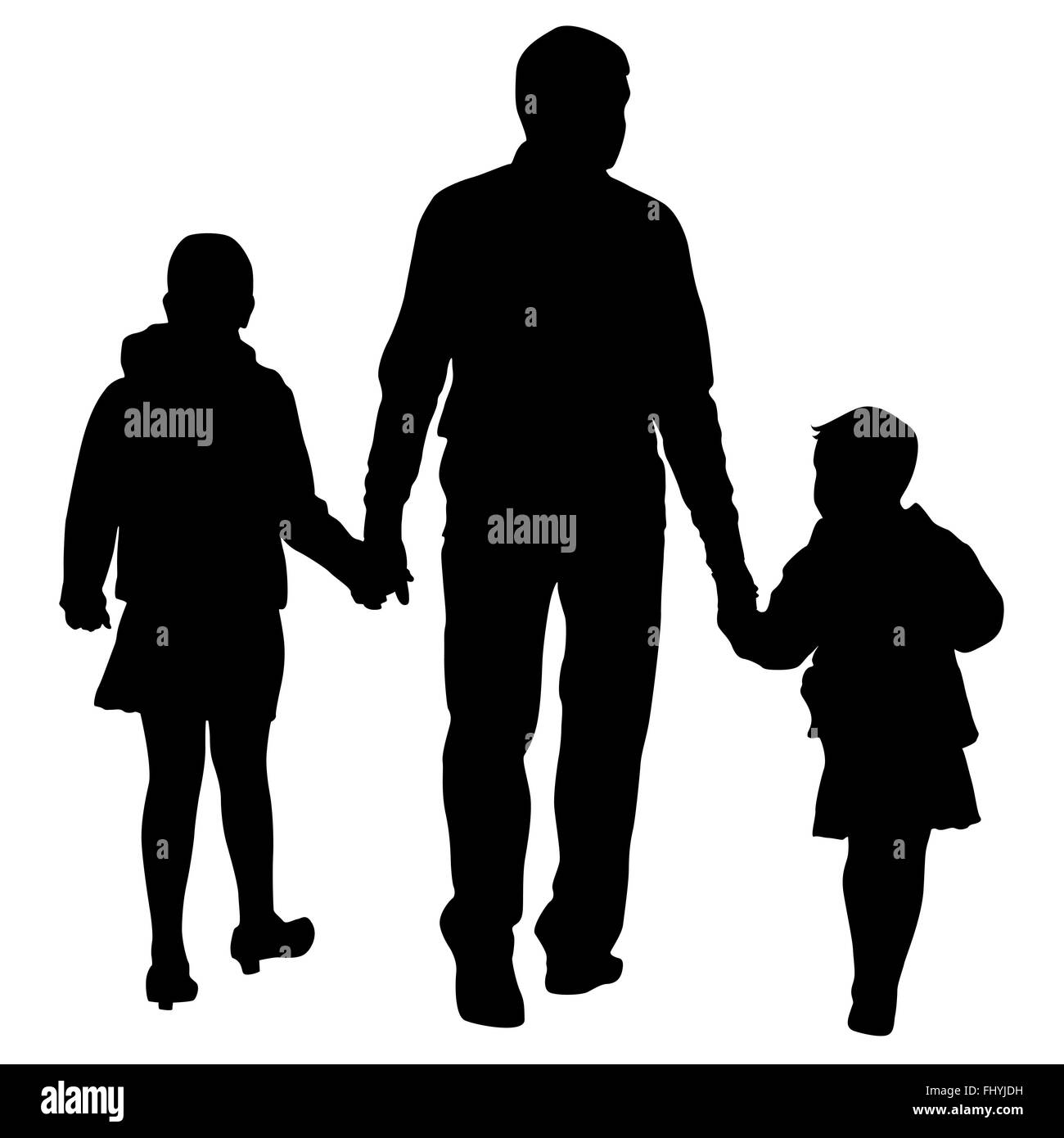 Black silhouettes Family on white background. Stock Photo