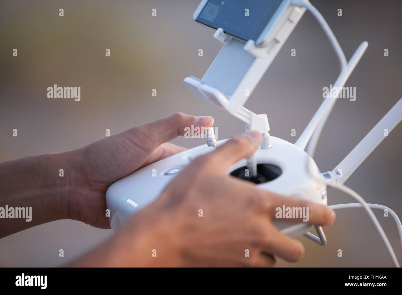 Remote Control / Drone operator using a remote control. Stock Photo