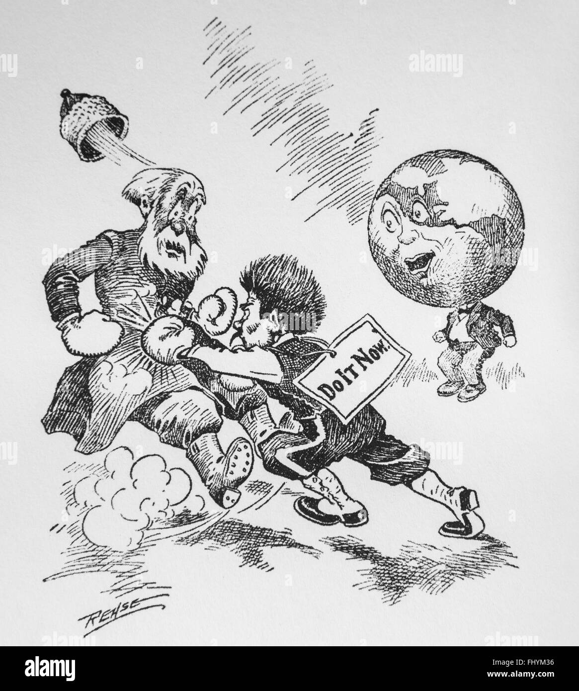 Caricature of Russo-Japanese War . Stock Photo