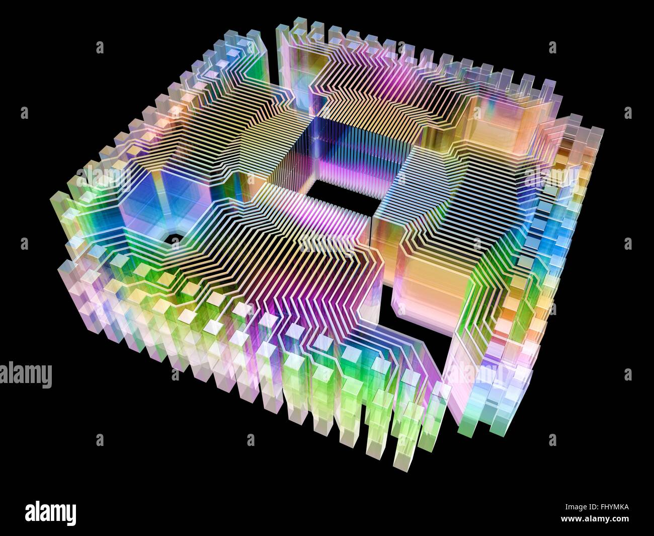 Quantum computer. Conceptual computer artwork of electronic circuitry ...