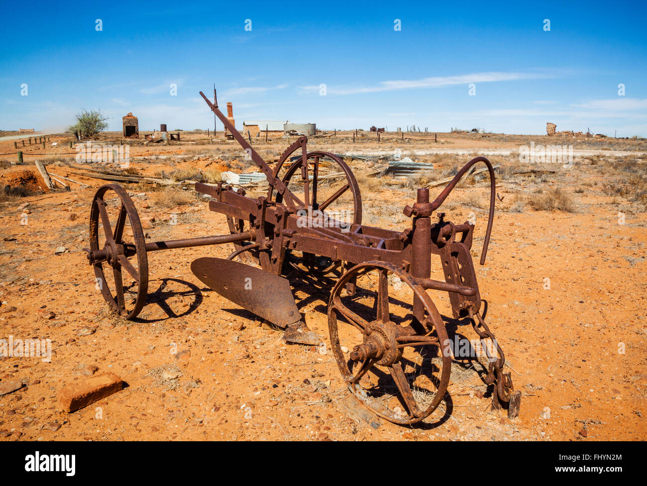 vintage grader at Farina, which fell into decline with the closure of the old Ghan Railway in South Australia Stock Photo