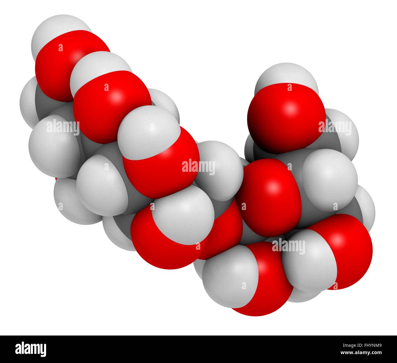 Isomalt sugar substitute molecule (one of two components shown) Atoms