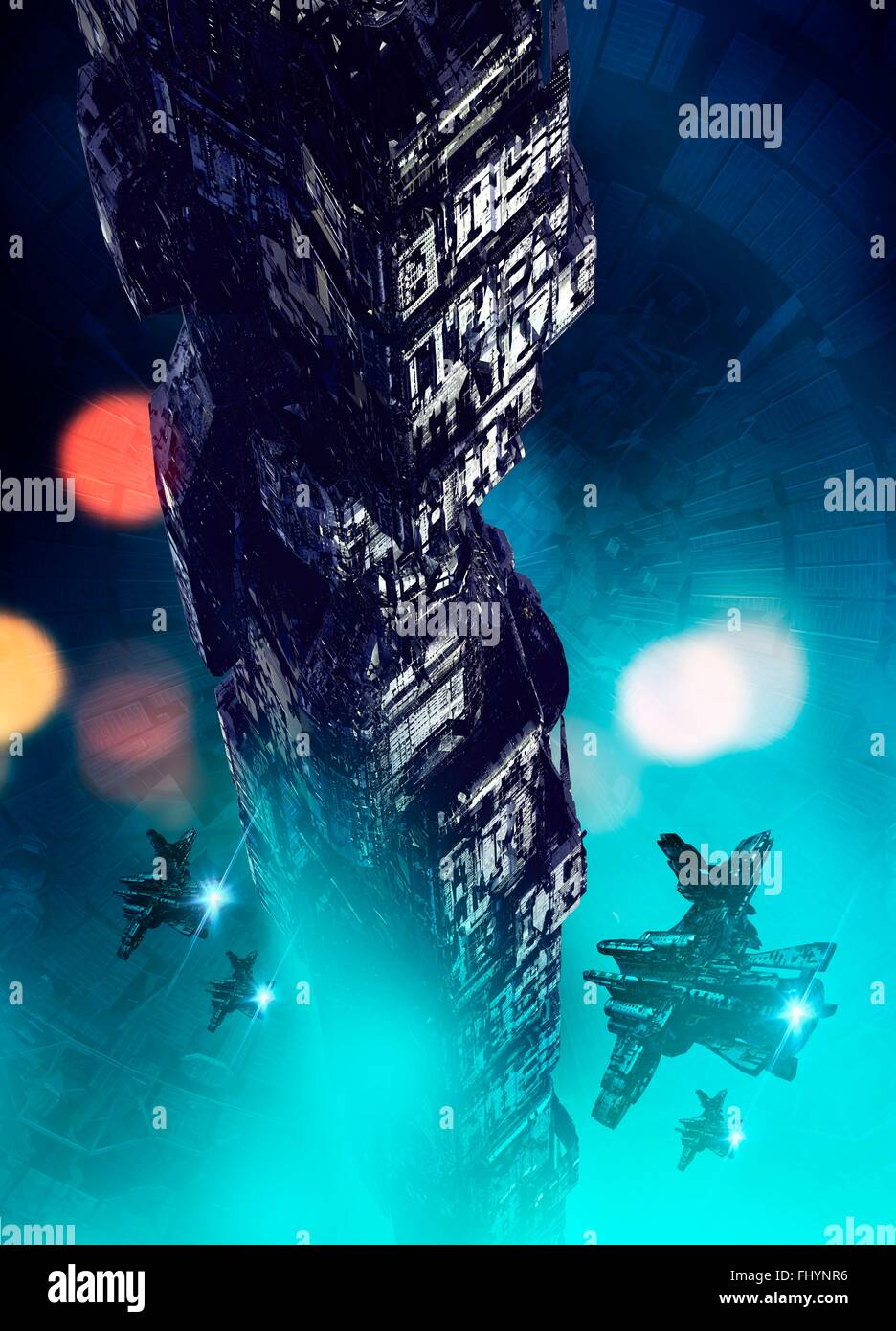 Futuristic space station, illustration Stock Photo - Alamy