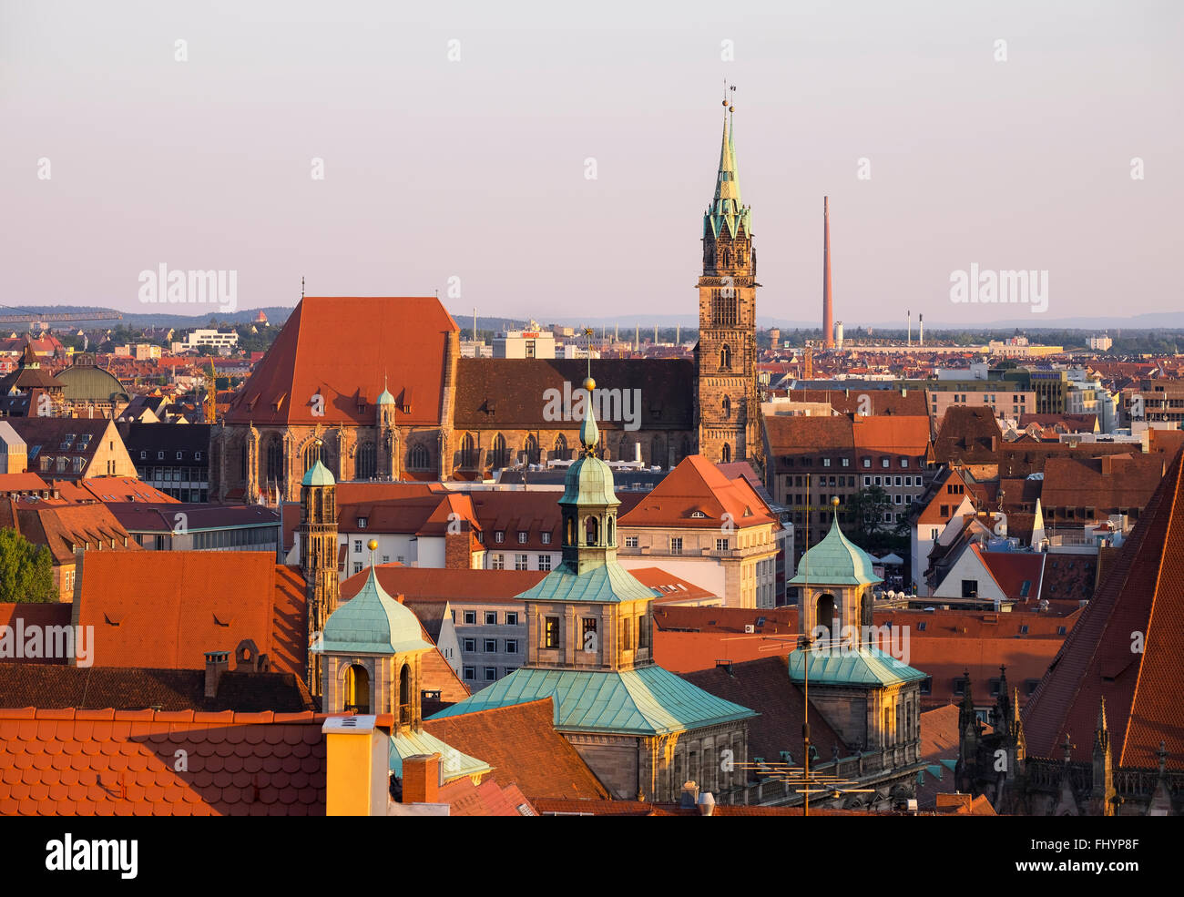 Germany, Bavaria, Middle Franconia, Nuremberg, Townhall and St. Lorenz Church Stock Photo