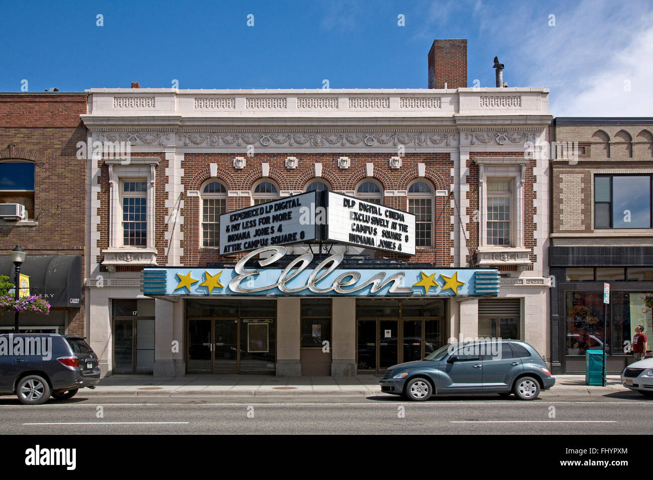 THE MARQUIS of the historic ELLEN MOVIE THEATER on MAIN STREET in BOZEMAN MONTANA gateway to YELLOWSTONE NATIONAL PARK Stock Photo