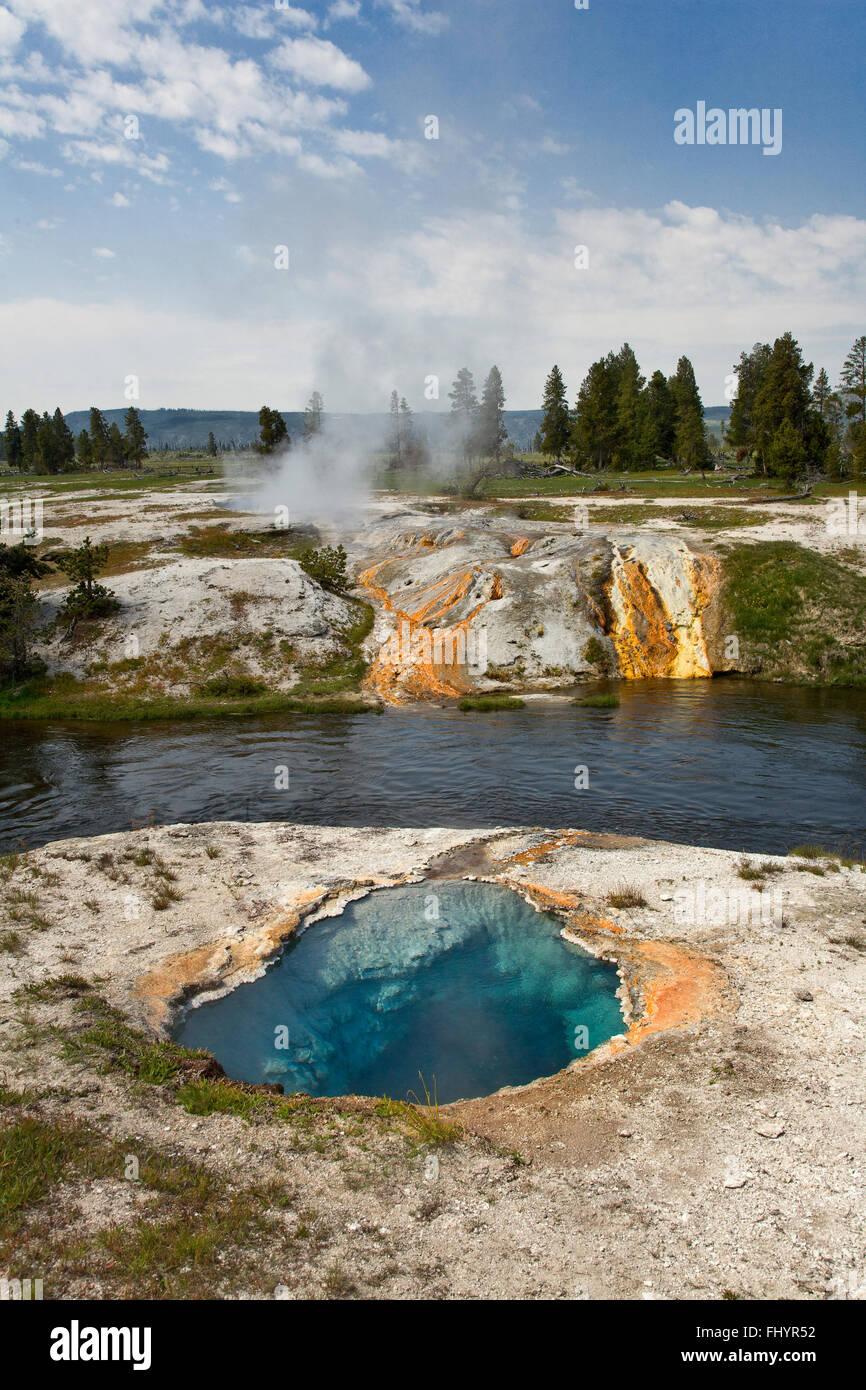 A HOT SPRING near the FIREHOLE RIVER is one of thousands of thermal ...