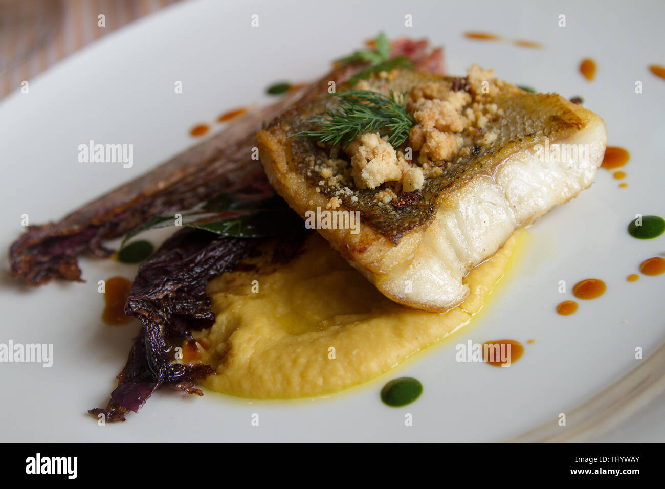 Grilled fish with vegetables Stock Photo