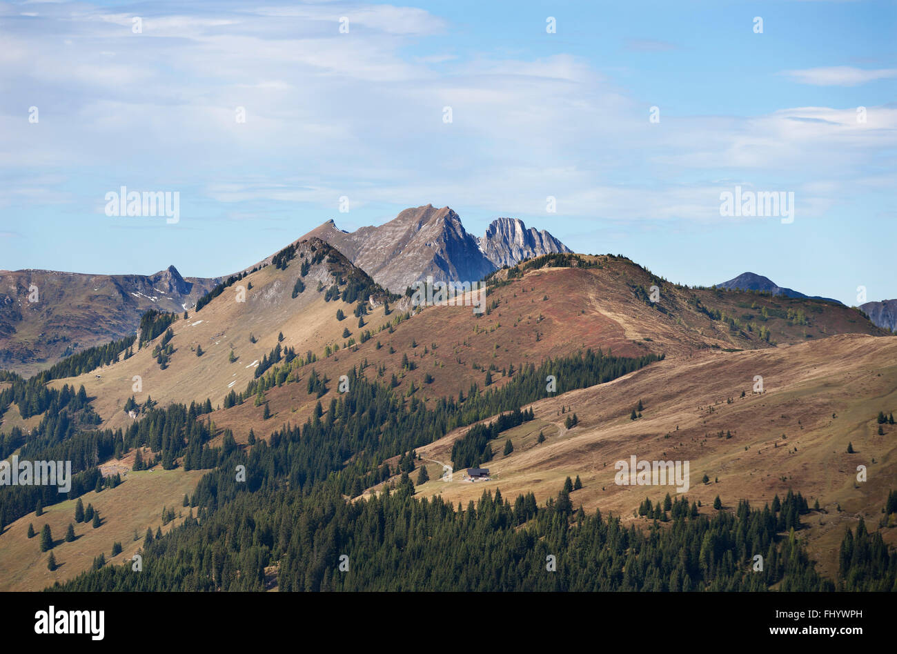 Austria, Pongau,Grossarl Valley, View of Ellmau valley, Radstaetter Tauern Stock Photo